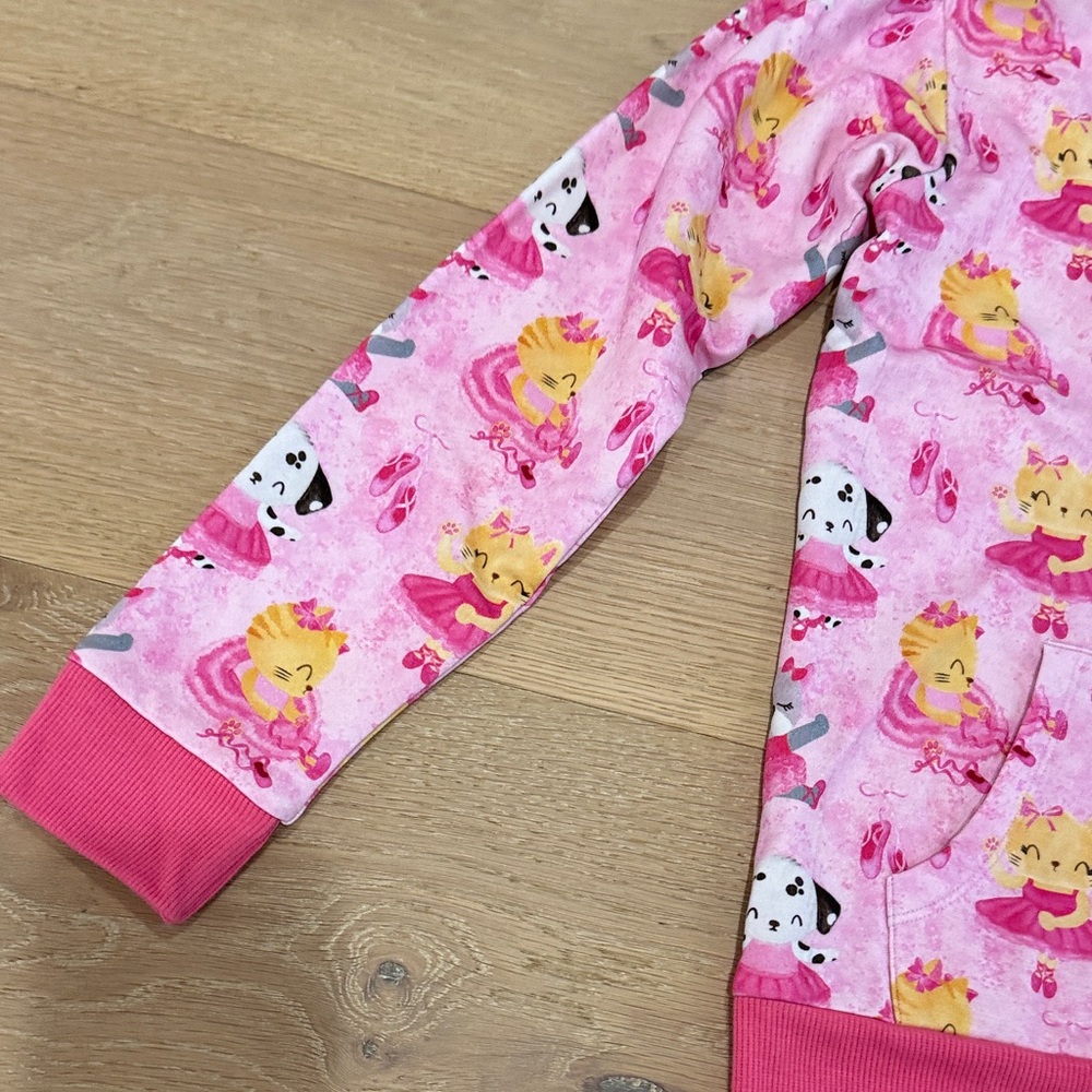 NWT Birdie Bean Pink Ballet Girls Zip Up Jacket with Hood size 7-8 - Picture 4 of 9